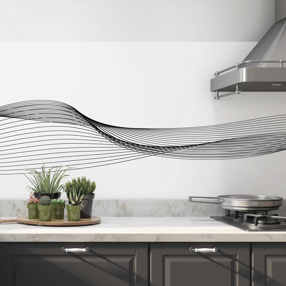 Küchenrückwand Folie Welle schwarz  Klebefolien & Küchenrückwand Folien