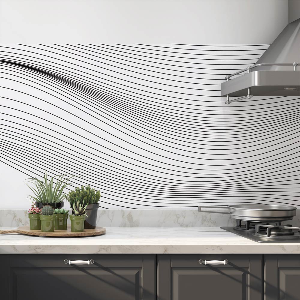 Küchenrückwand Folie Wellen Design schwarz