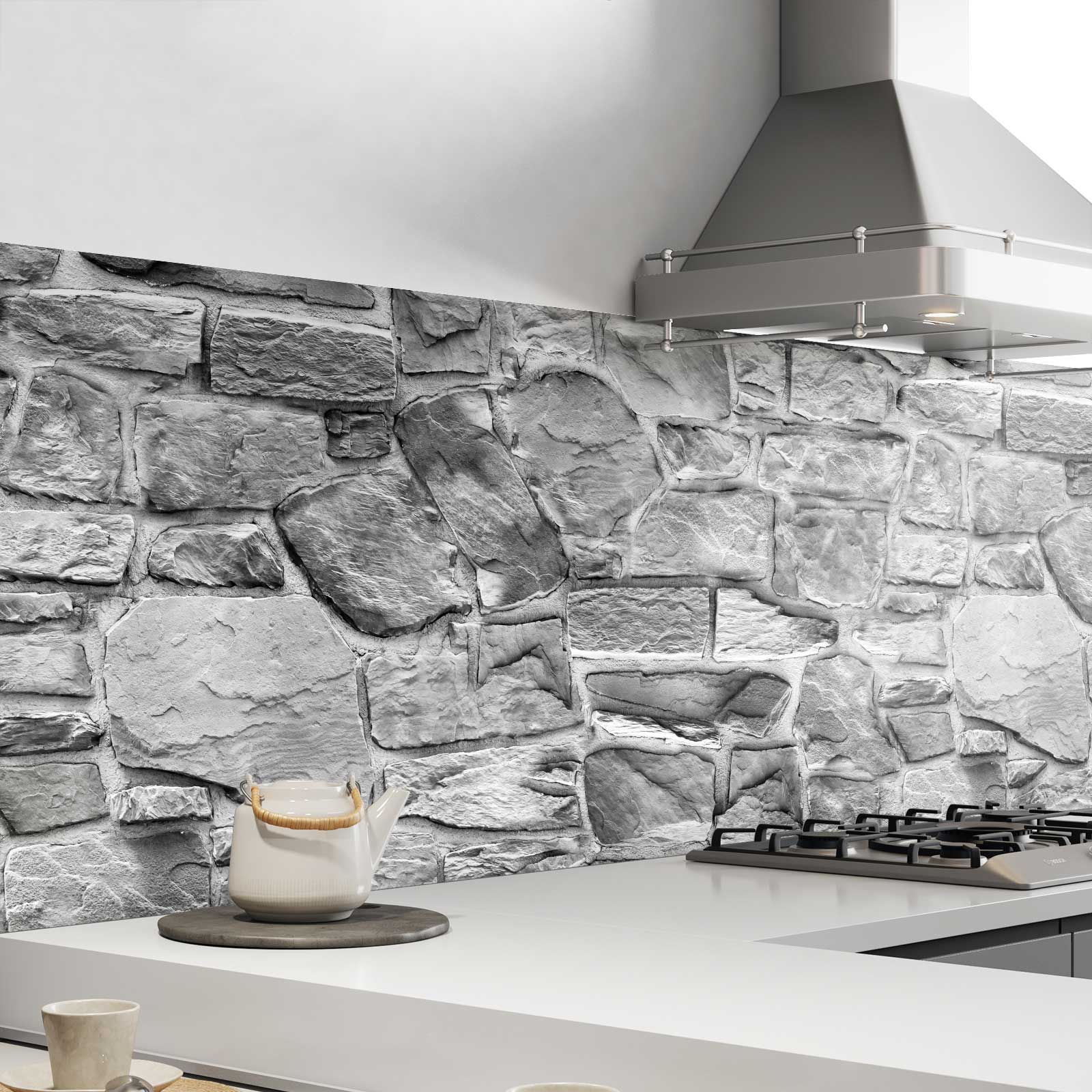 Küchenrückwand Folie griechische Steinmauer