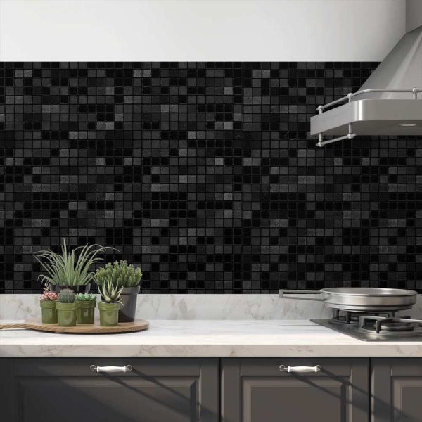 Küchenrückwand Folie schwarze Mosaik Fliesen